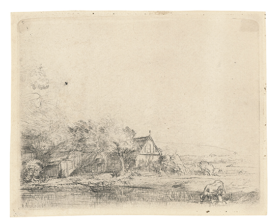 Appraisal: REMBRANDT VAN RIJN Landscape with a Cow Etching circa x