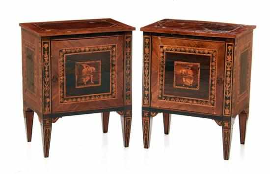 Appraisal: Pair Italian Neoclassical style marquetry inlaid walnut commodes late th