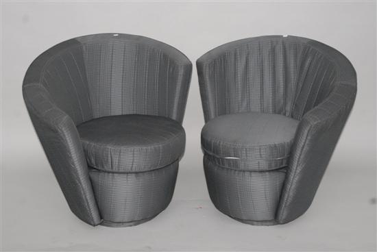 Appraisal: PAIR OF ART DECO SWIVEL CHAIRS In grey upholstery H