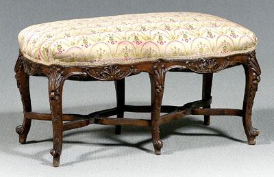 Appraisal: Provincial Louis XV style bench carved skirts and legs on