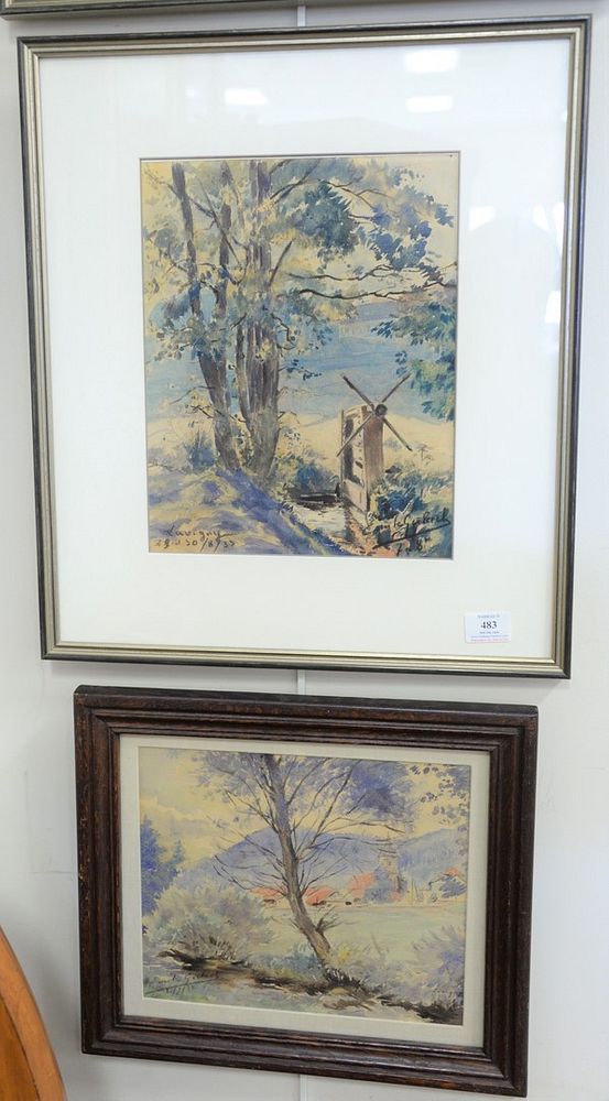 Appraisal: Three framed watercolors to include Continental School th century country