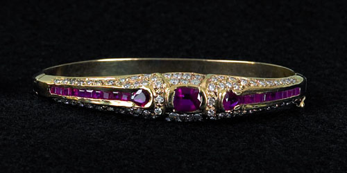 Appraisal: K yellow gold bangle bracelet with seventy-six full cut diamonds