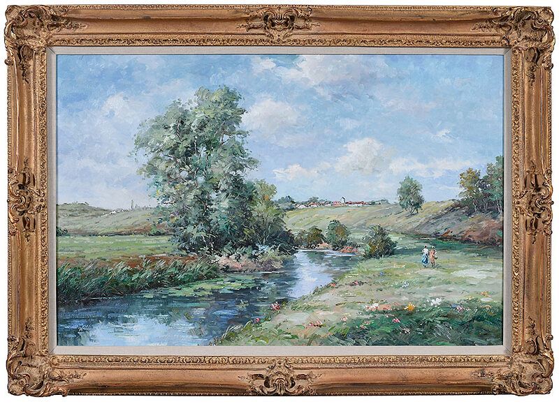 Appraisal: Roland Kickapoo Logan American th century Springtime Stream signed verso