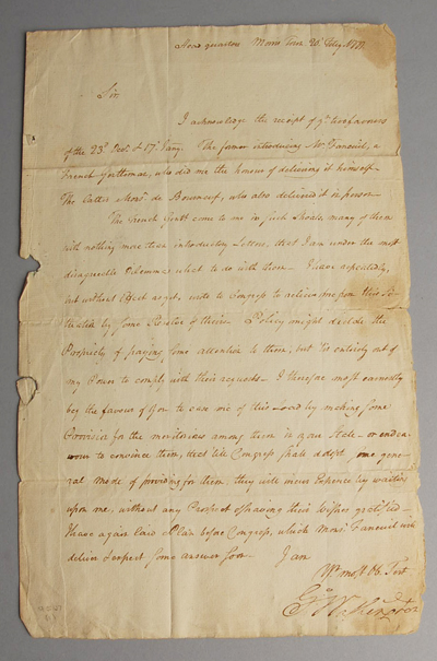 Appraisal: A Letter signed by George Washington headed Headquarters Morris Town