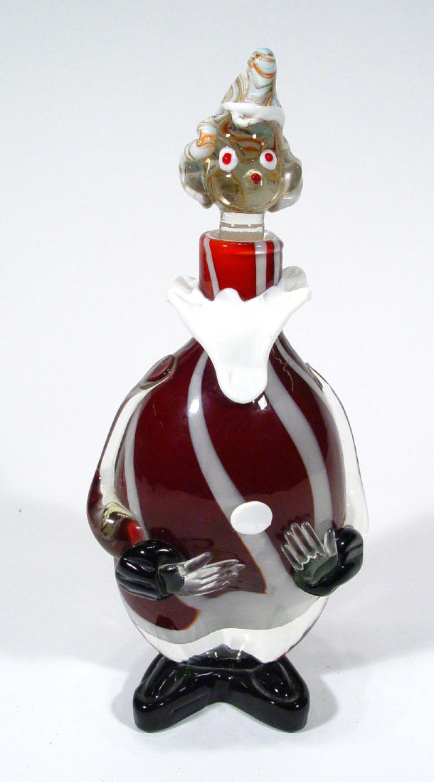 Appraisal: Murano colourful glass clown design decanter with removable head with