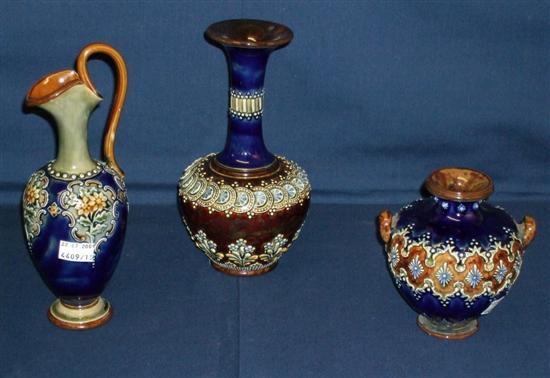 Appraisal: Royal Doulton stoneware ewer with applied decoration high and two