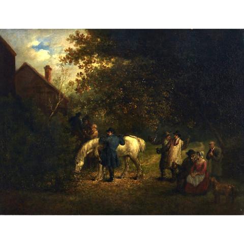 Appraisal: Attributed to George Morland - LEAVING THE INN British Oil