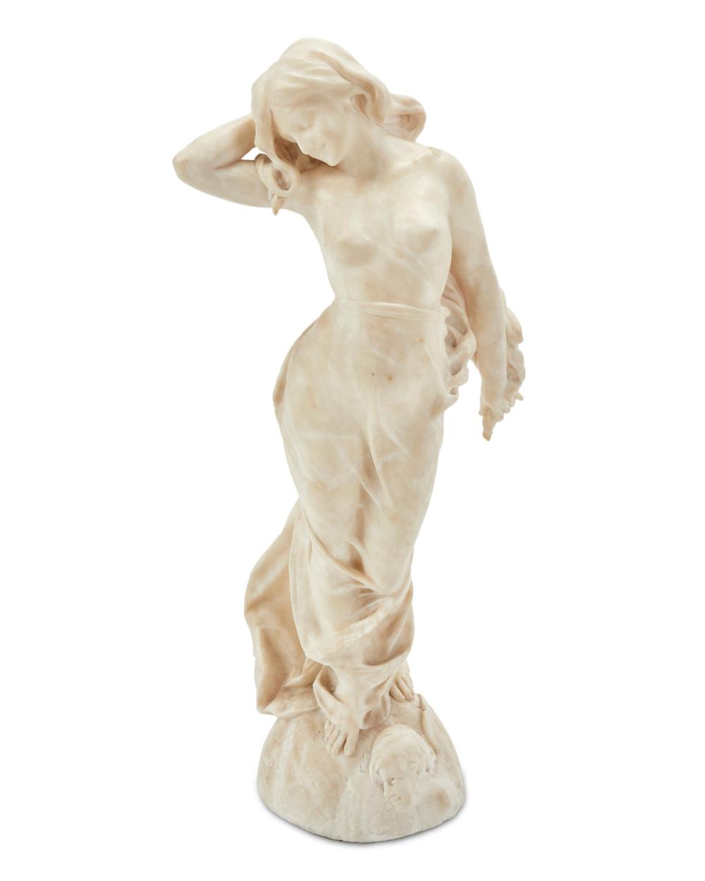 Appraisal: Emilio Fiaschi - Italian Draped nude standing atop the world