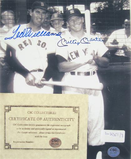 Appraisal: pieces Autograph Material Baseball Signed Photos Billy Herman Ted Williams