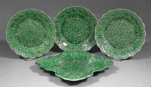 Appraisal: Seven early th Century Don pottery plates of shaped outline