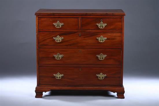 Appraisal: GEORGE III MAHOGANY CHEST OF DRAWERS th century Top with