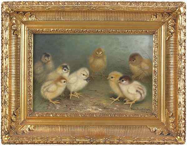 Appraisal: Ben Austrian American - oil on canvas of eight chicks