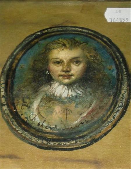 Appraisal: English School Oval portrait miniature cm x cm Three quarter