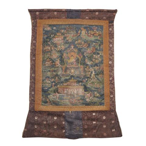 Appraisal: Two Thangkas Qing Dynasty th th Century PALDEN LHAMO SRIDEVI