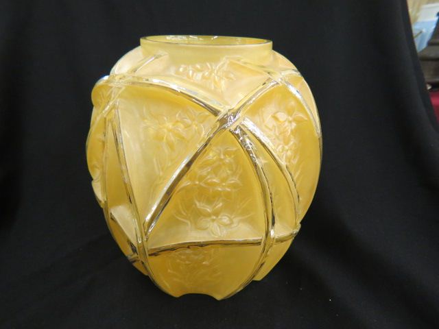 Appraisal: Phoenix Consolidated Art Glass Vase floral vine yellow excellent