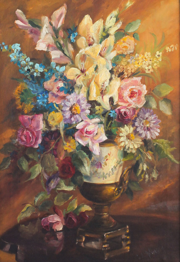 Appraisal: HUTCHISON STILL LIFE PAINTING OF FLOWERS IN A VASE Oil