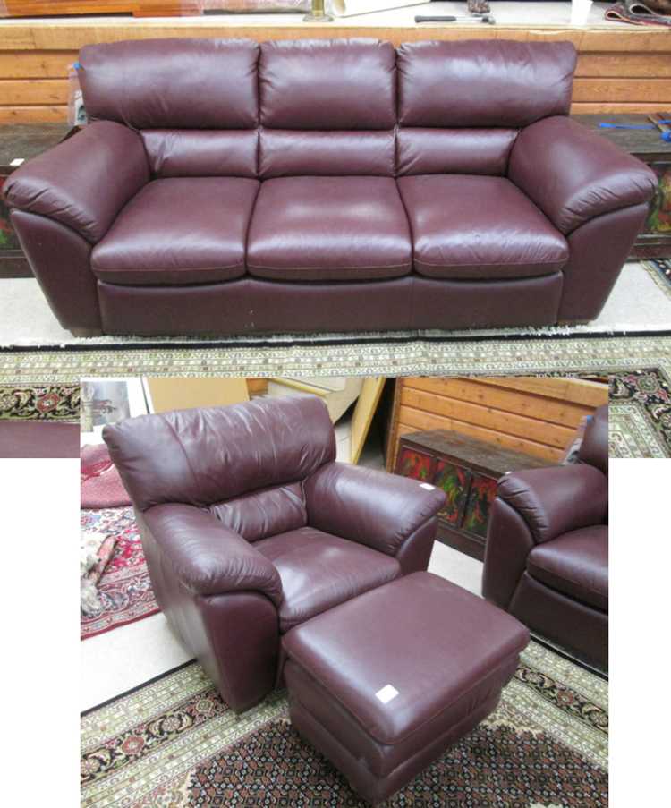 Appraisal: A CONTEMPORARY BURGUNDY LEATHER SEATING FURNITURE SET CHATEAU D'AX Milan