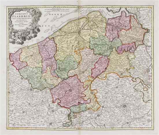 Appraisal: MAP A group of seven maps Comitatus Flandriae By Homann