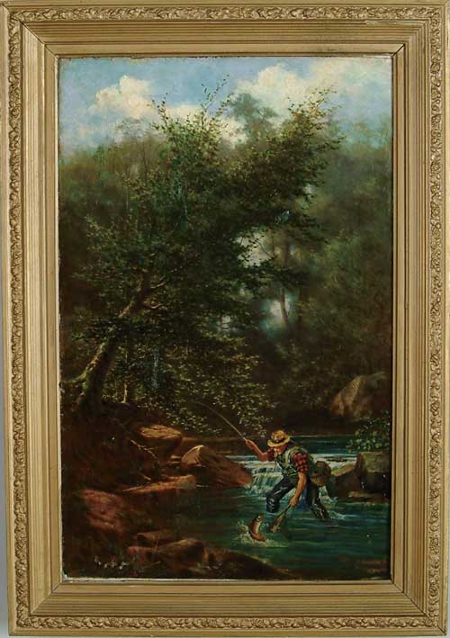 Appraisal: FREDERICK DEBOURG RICHARDS American - THE TROUT FISHERMAN Oil on