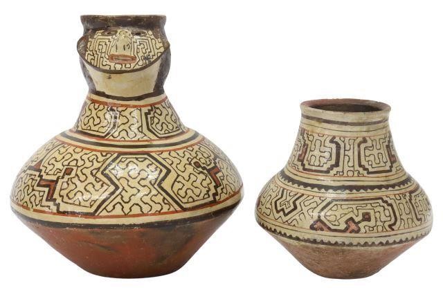 Appraisal: lot of Peruvian pottery vessels Shipibo-Conibo people both slip decorated