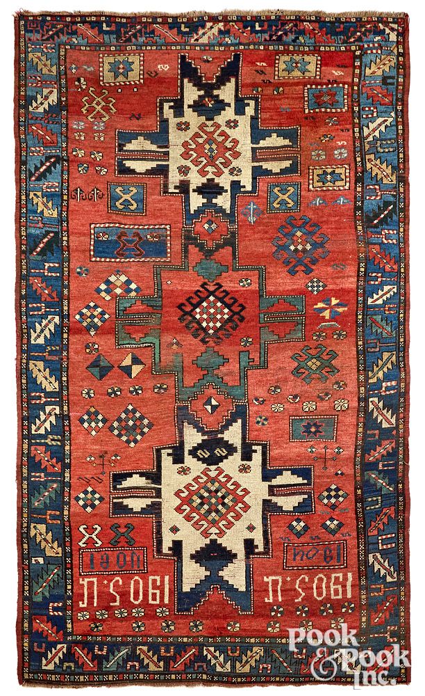 Appraisal: Kazak carpet dated Kazak carpet dated ' x ' Condition