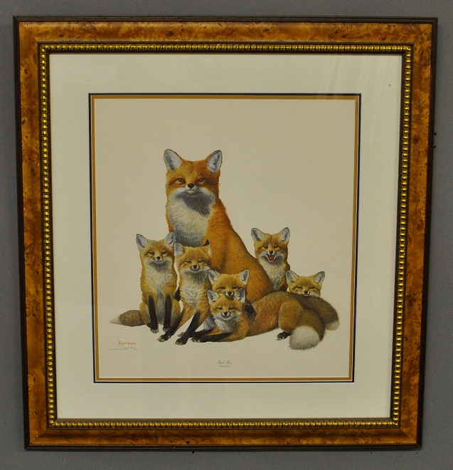 Appraisal: - Framed and matted print titled Red Fox pencil signed