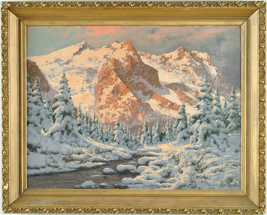 Appraisal: ANTAL LAZLO NEOGRADY Hungarian - HEAVY SNOW UNDER TALL MOUNTAIN