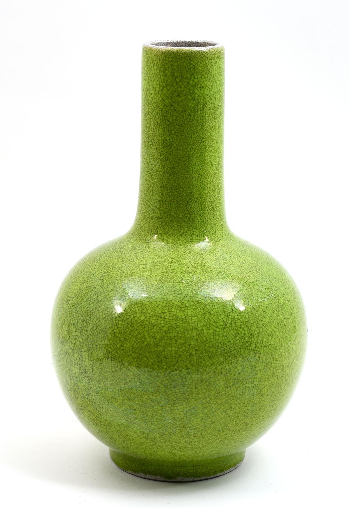 Appraisal: CHINESE GREEN MONOCHROME PORCELAIN VASE Chinese porcelain globular form vase