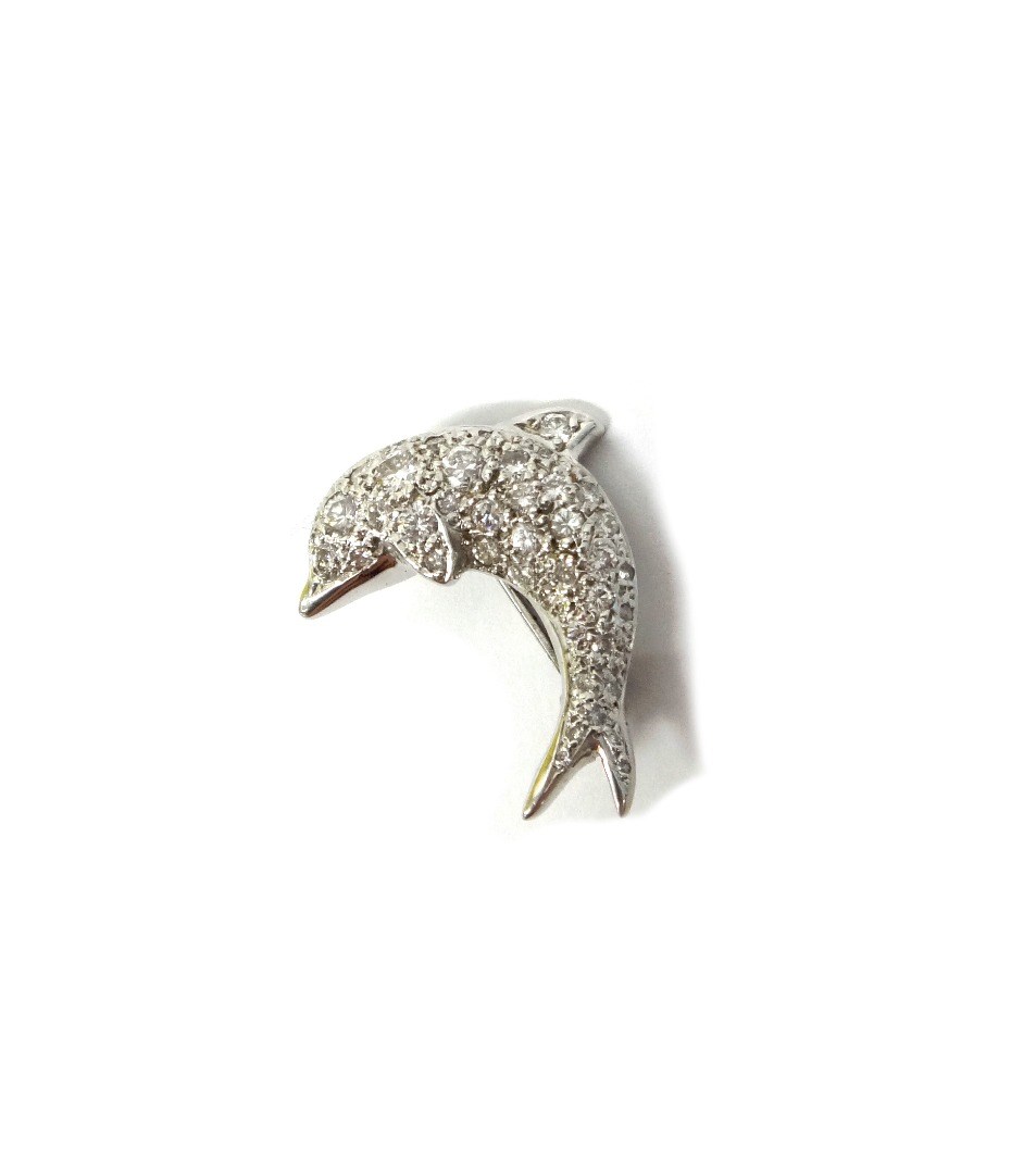 Appraisal: A diamond brooch designed as a dolphin mounted with circular