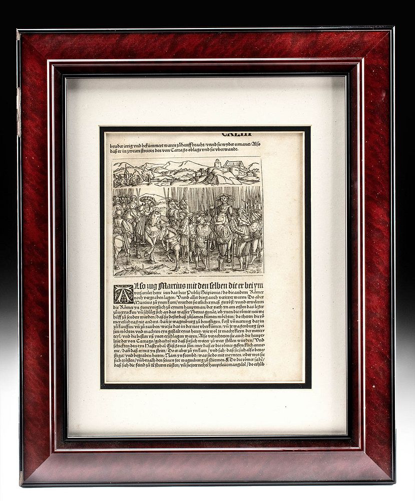 Appraisal: Framed German Woodblock Manuscript Page ca Europe Germany ca A