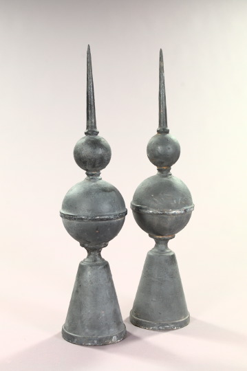 Appraisal: Tall Pair of American Cast-Iron Turret Finials modeled as a