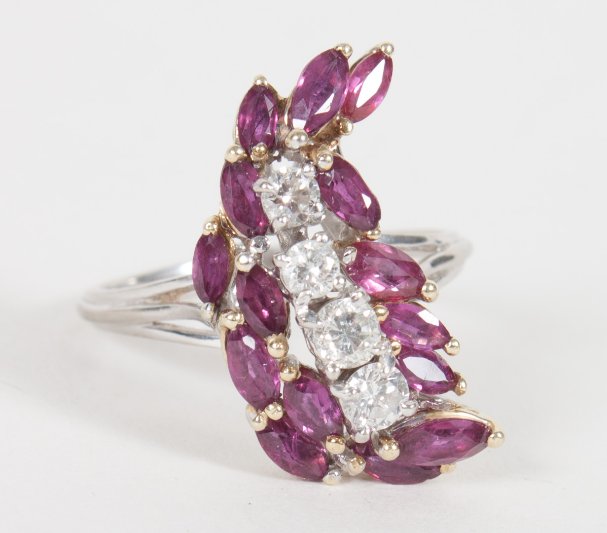 Appraisal: Lady's K white gold diamond ruby ring rubies are set