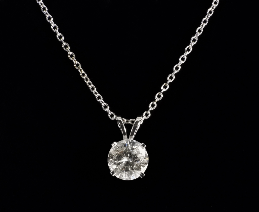 Appraisal: K K GOLD CT DIAMOND NECKLACE Brilliant cut diamond J