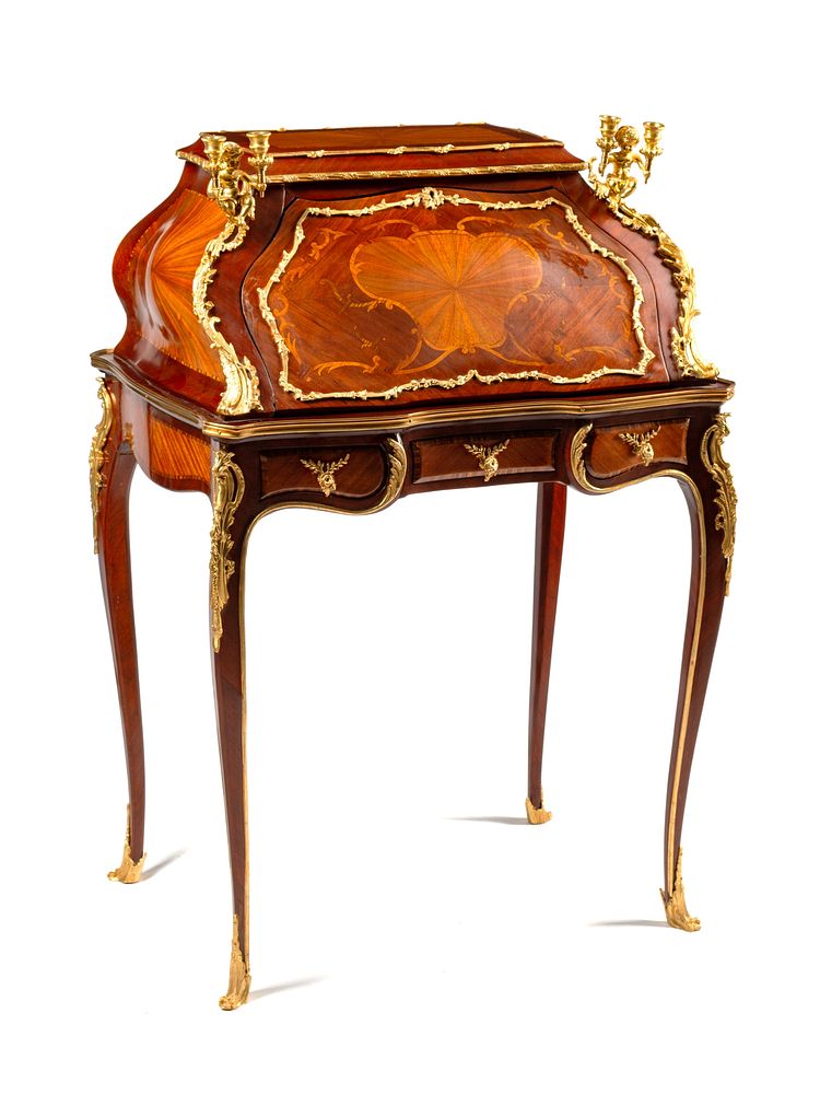 Appraisal: A Louis XV Style Gilt Bronze Mounted Marquetry Bureau de