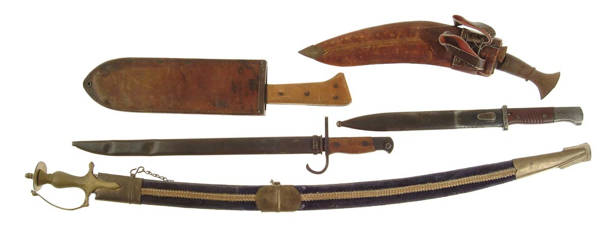 Appraisal: LOT OF BAYONETS MACHETES ETC Including U S Krag dated