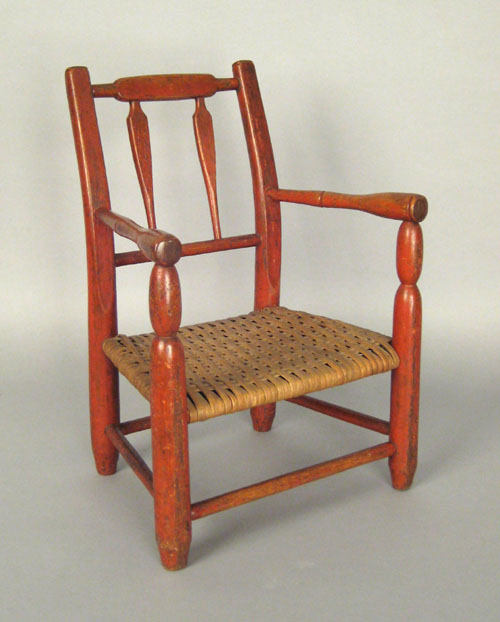 Appraisal: Pennsylvania child's arrowback armchair ca retaining an old salmon surface