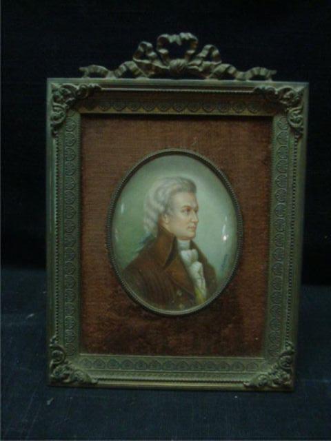 Appraisal: Miniature Portrait in Gilt Metal Frame Signed J Kazuny From