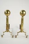 Appraisal: ANDIRONS - Pair of late th C brass Chippendale style