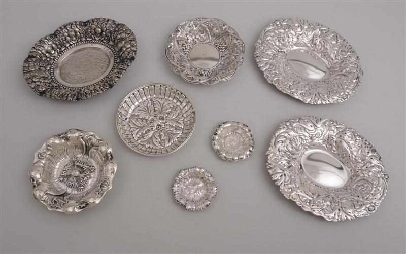 Appraisal: SEVEN AMERICAN AND ONE OTHER REPOUSS SILVER SMALL DISHES Comprising