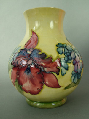 Appraisal: A Moorcroft pottery 'Frilled Slipper Orchids' pattern vase last half