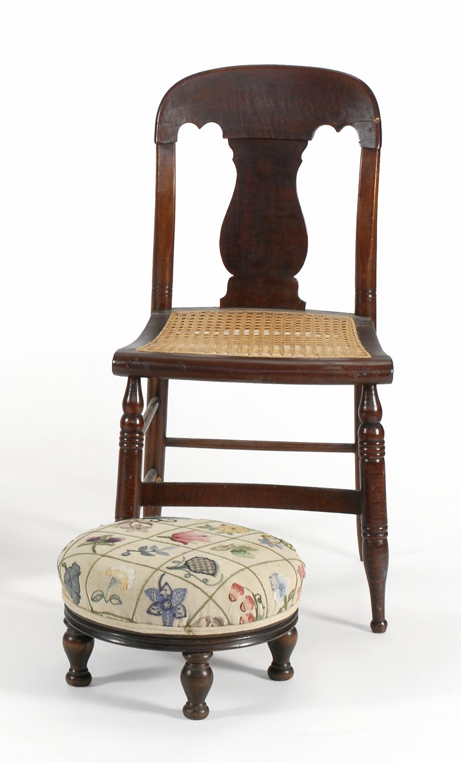 Appraisal: CIRCA EMPIRE TIGER MAPLE SIDE CHAIR with vasiform splat and