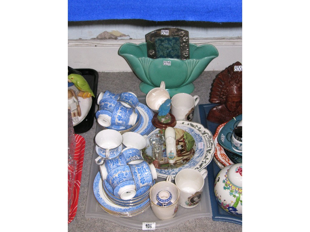 Appraisal: Tray lot of assorted ceramics to include commemorative wares blue