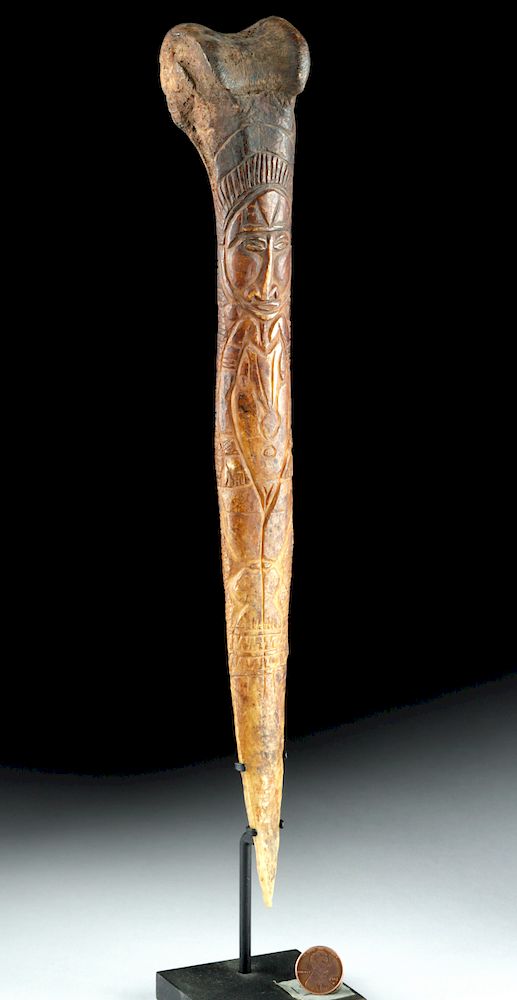 Appraisal: th C Papua New Guinea Cassowary Bone Dagger -Incised Oceania