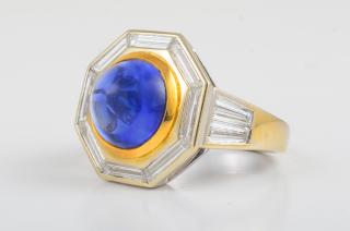 Appraisal: Sapphire Diamond Ring K white and yellow gold diamond sapphire