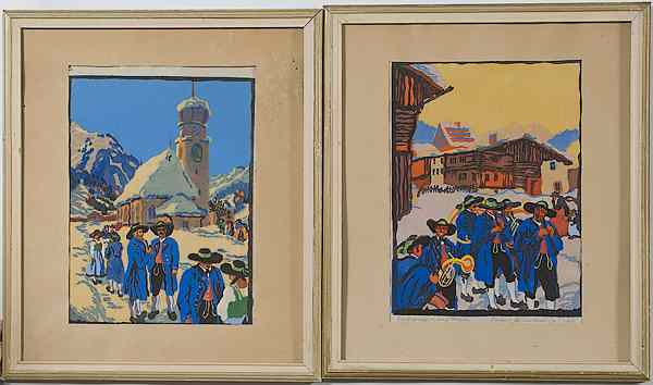 Appraisal: Festival of St Anton Woodblocks Austrian th century Includes a