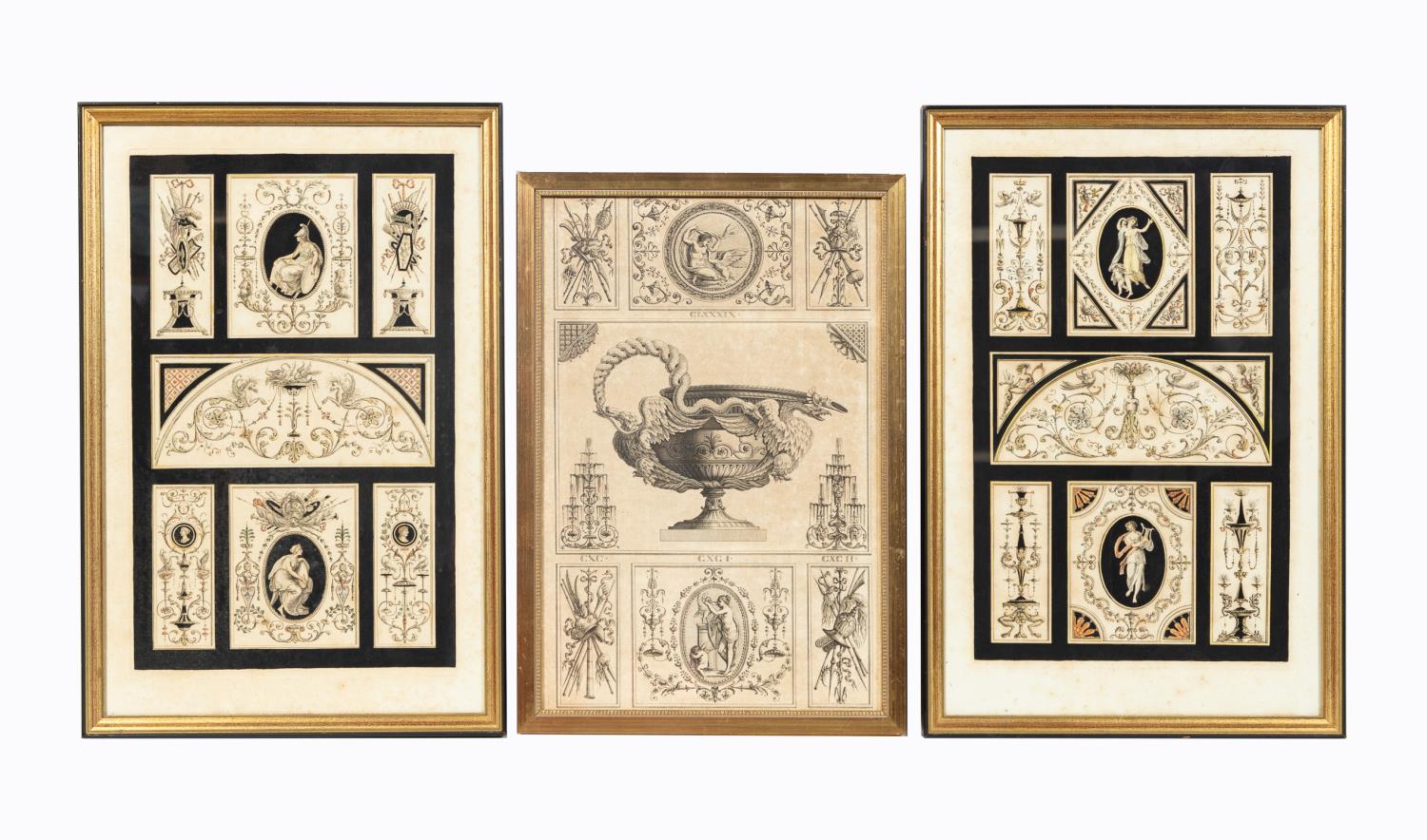 Appraisal: THREE CONTINENTAL NEOCLASSICAL ENGRAVINGS FRAMED Group of three Continental late