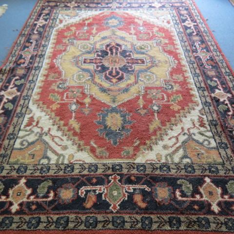 Appraisal: Heriz Persian Handmade Room Size Rug central medallion salmon field