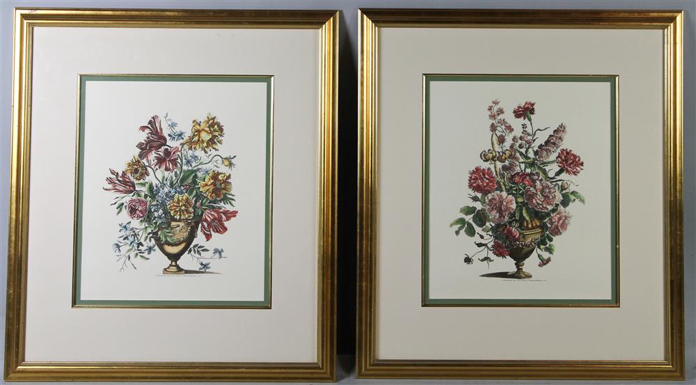 Appraisal: JEAN CORNEILLE COVENS MORTIER FLORAL PIECES Engraving X in sight