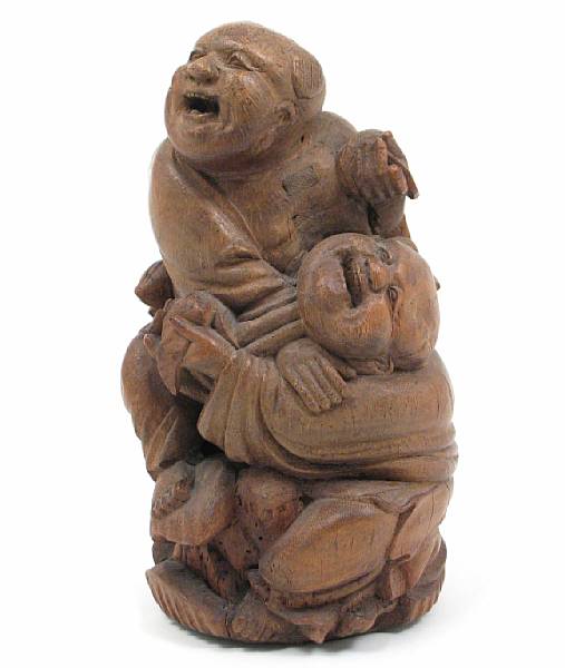 Appraisal: A Chinese bamboo carving of two boys height in