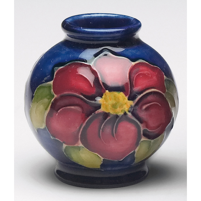 Appraisal: Unusual Moorcroft vase miniature shape clematis design stamped mark ''w